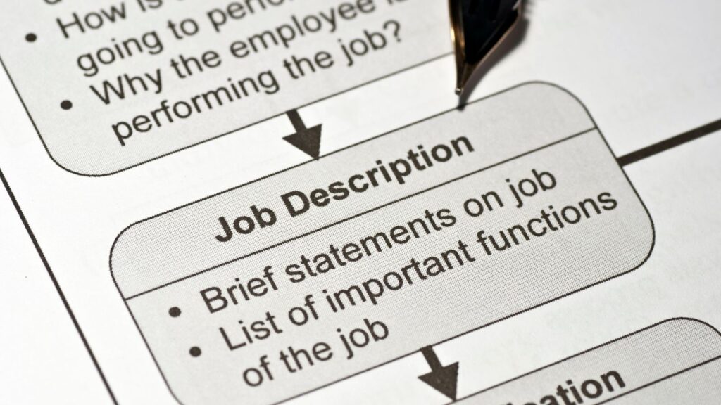 A printed article highlighting how to write a business manager's job description