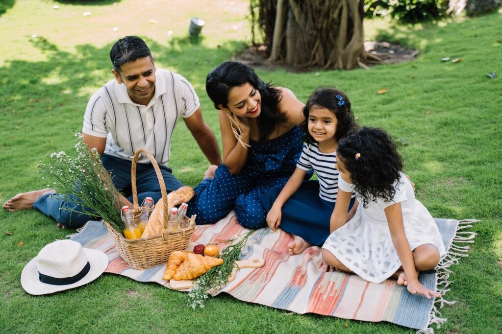 Family having an outdoor picnic