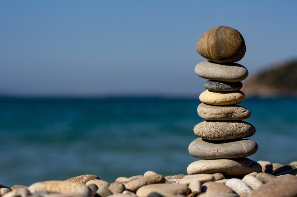 Stack of rocks beside the ocean