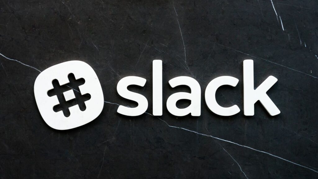 Slack logo on a black background